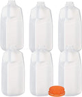 64 Oz Jugs Juice Bottles (Pack Of 6 x 64 Oz Ea) With Orange Tamper Evident Screw Caps – Great for Homemade Juices Milk Smoothies Tea and Other Beverages - Food Grade BPA Free