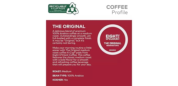Eight O'Clock Original Blend Single Serve K-Cups for Keurig Brewers 24 Count (Pack of 2)