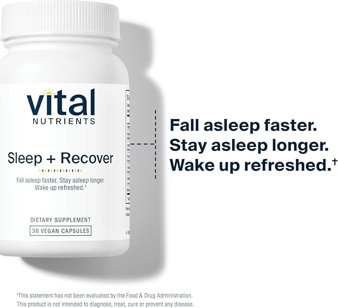 Vital Nutrients Sleep + Recover - Vegan Supplement - Sleep Support - Melatonin Ashwagandha &amp L-Theanine - Gluten Dairy &amp Soy Free - 30 Capsules
