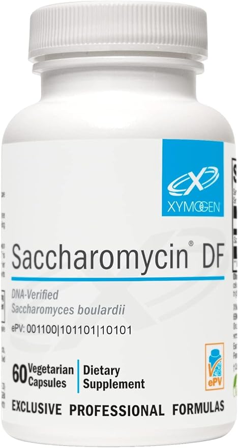 XYMOGEN Saccharomycin 10B - Stomach Acid-Resistant DNA-Verified Saccharomyces boulardii - Dairy Free Yeast Probiotics for Gut Support &amp Immune Health - Formerly Saccharomycin DF (60 Capsules)