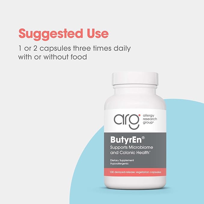ARG ButyrEn Colon Lining Nutrition - Supports Gut and Colon Health - Digestive Support - Delivers 200 mg - Vegetarian &amp Hypoallergenic - 100 Servings - 100 Delayed-Release Capsules
