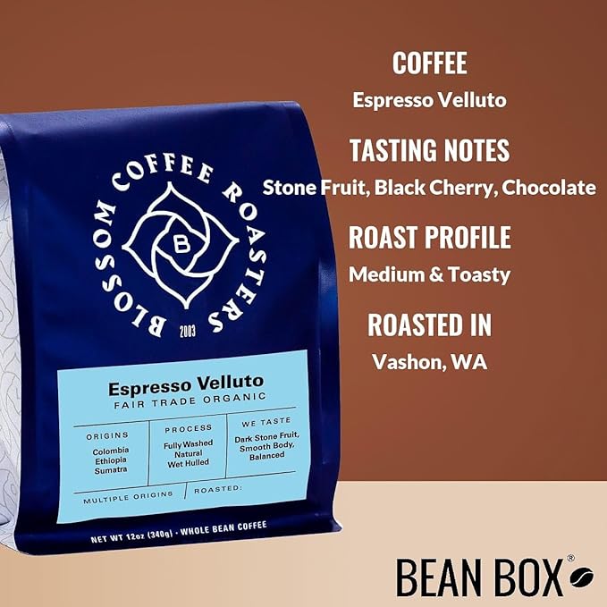 Espresso Velluto - Roasted by Blossom Coffee Roasters - Freshly Ground Coffee - 2 Pound Bag
