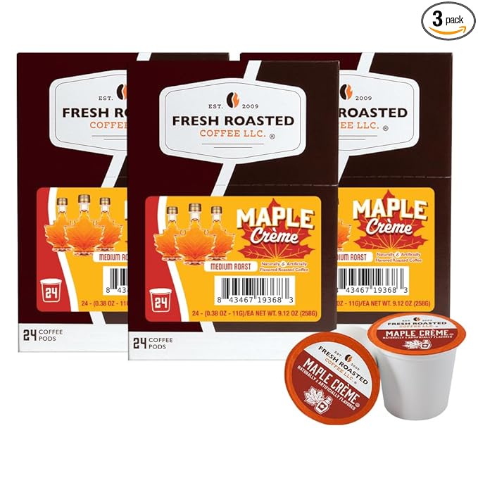Fresh Roasted Coffee Maple Crème Flavored Coffee Pods 72 Count