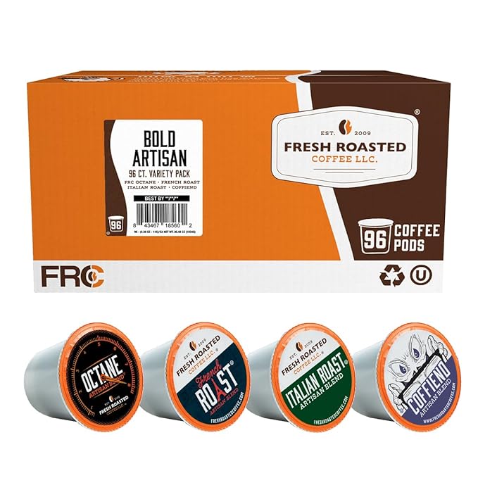Fresh Roasted Coffee Bold Artisan Blend Variety Pack K-Cup Compatible 96 Pods