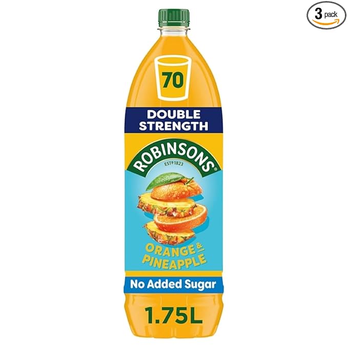 Double Strength Orange &amp Pineapple Fruit Squash No Added Sugar 1750ml (Pack of 3)