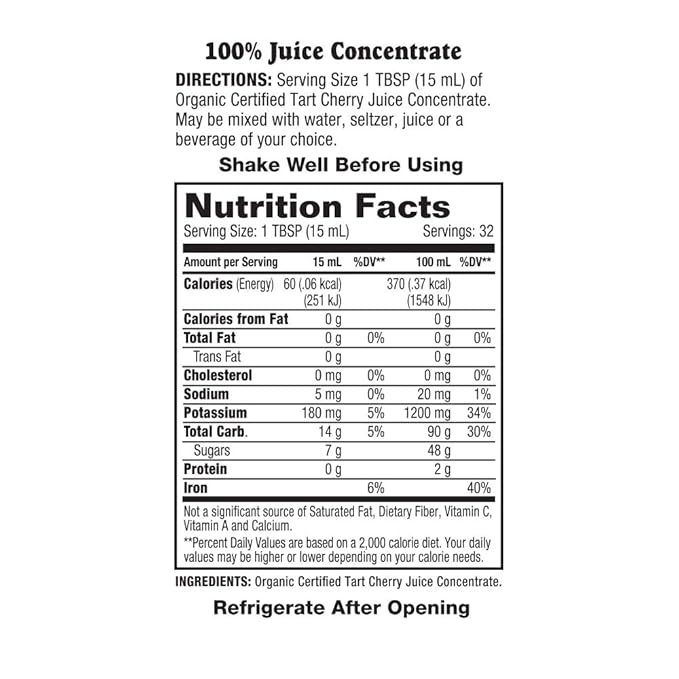 Dynamic Health Once Daily Tart Cherry Ultra 5X | 100% Juice Concentrate | No Additives or Preservatives | Antioxidant | 16 Oz Btl-Glass | Pack of 2