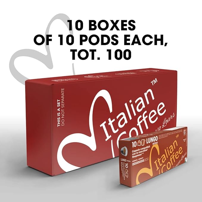 Italian Coffee for Espresso Lovers pods compatible with Nespresso Original machines Italian Expresso capsules (100 Lungo regular pods 100 Count (Pack of 1))