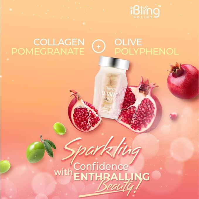 WELLOUS Ibling D-Vine Anti Aging Pomegranate Extract Chewable Collagen Tripeptides Glowing Skin Firming Anti-Aging 60 Tablets/Bottle (Pack of 3)