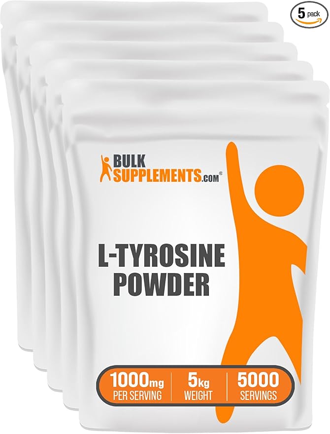 BulkSupplements.com L-Tyrosine Powder - Sports Nutrition Amino Acid Supplement - Unflavored &amp Gluten Free 500mg per Serving 5kg (11 lbs) (Pack of 5)