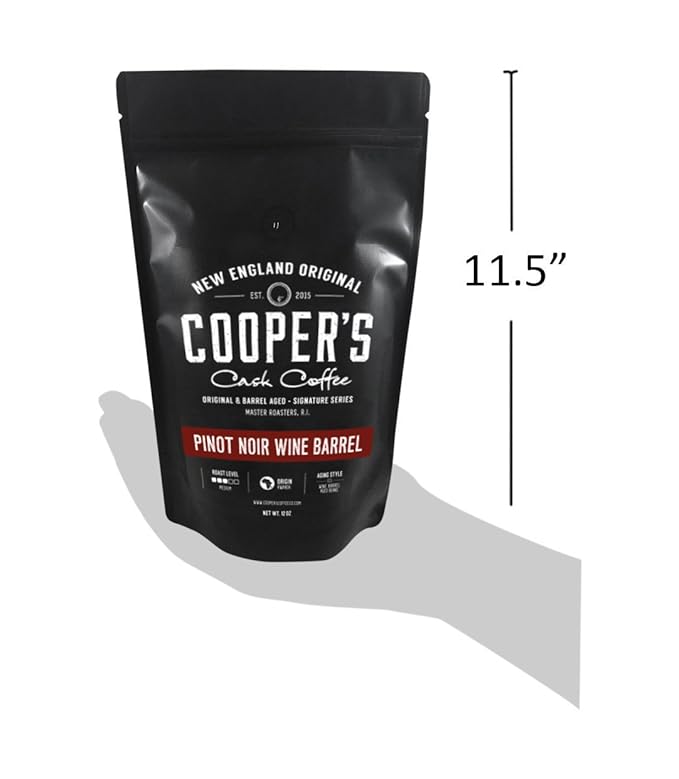 Wine Barrel Coffee Pinot Noir Aged Rwanda Beans Incredibly Complex &amp Smooth Roasted Fresh - Whole bean 12oz Bag