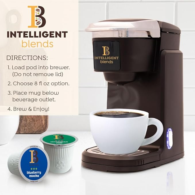 Intelligent Blends Flavored Coffee Pods Variety Pack 80 ct 6 Assorted Flavors Single Serve Pods – 100% Arabica Coffee Compatible with Keurig K Cups Maker