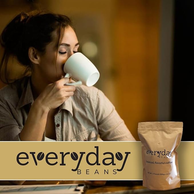 Medium Roast Ground Coffee by Everyday Beans – Smooth Balanced Flavor – 32 oz Bag