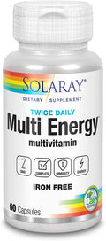 SOLARAY Twice Daily Multi Energy Multivitamin Iron Free | Complete Multi for Immune &amp Energy Support | Non-GMO | 120ct (30 Serv 60 CT)