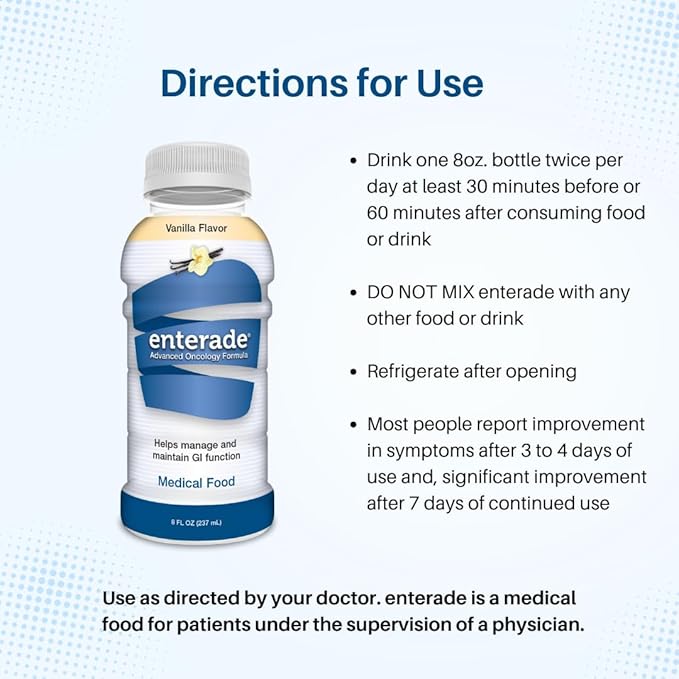 enterade Advanced Oncology 12 Bottles Vanilla Specially Formulated to Reduce Treatment GI Side Effects Supportive Care Beverage 8oz