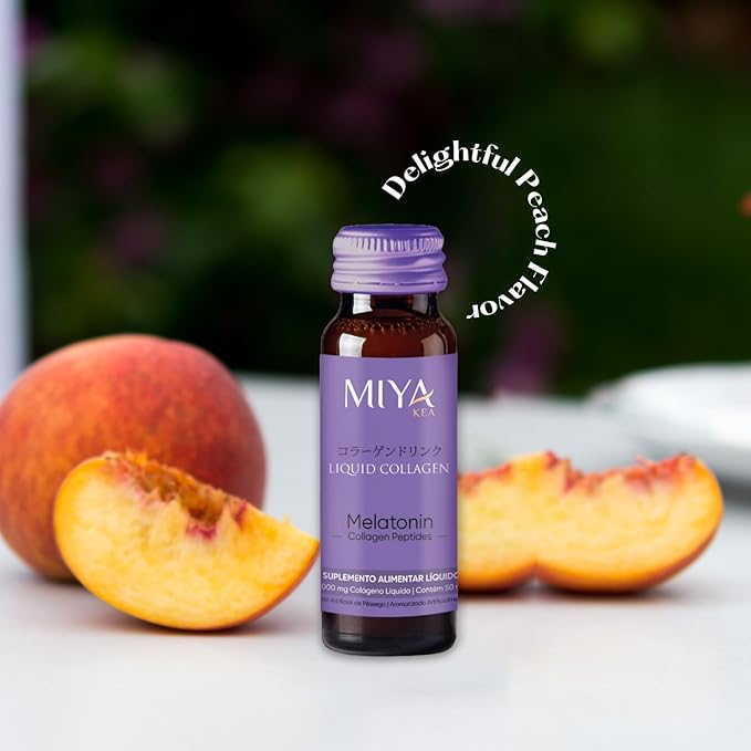 Liquid Collagen with Melatonin | Box with 30 Shots | 6000mg Collagen | Peach Flavor | Supports Skin Hair Nails &amp Sleep Quality | Beauty &amp Wellness Supplement