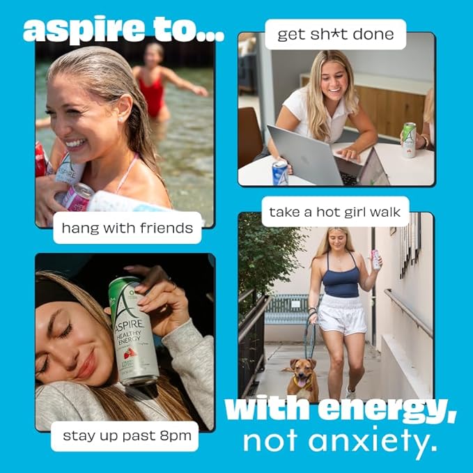 ASPIRE® The Fan Favorite Variety Pack Healthy Energy Drink 80mg Natural Caffeine Zero Sugar No Carbs Keto Friendly 12 Pack Green Tea Sugar Free Drink Low Caffeine Zero Calorie