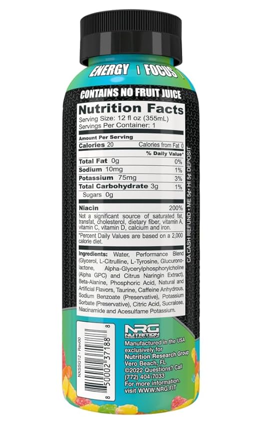 Xtreme Shock RTD Pre-Workout Energy Drink Sour gummie 12 Fl Oz (Pack of 12)