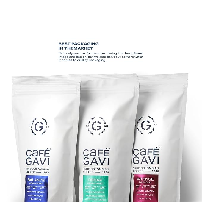 Café Gavi Balance – Medium Roast Ground Colombian Coffee – 100% Arabica – Fresh-Roasted at Origin – 10 oz Resealable Bag – Almond &amp Cocoa Notes