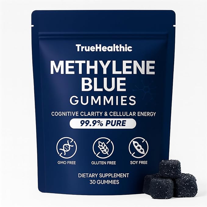Methylene Blue Gummies - 99.9% Pure 5mg per Gummy Supports Sustained Energy Mental Clarity Reduces Brain Fog &amp Improves Focus Mood Enhancement - 30 Gummies (1)