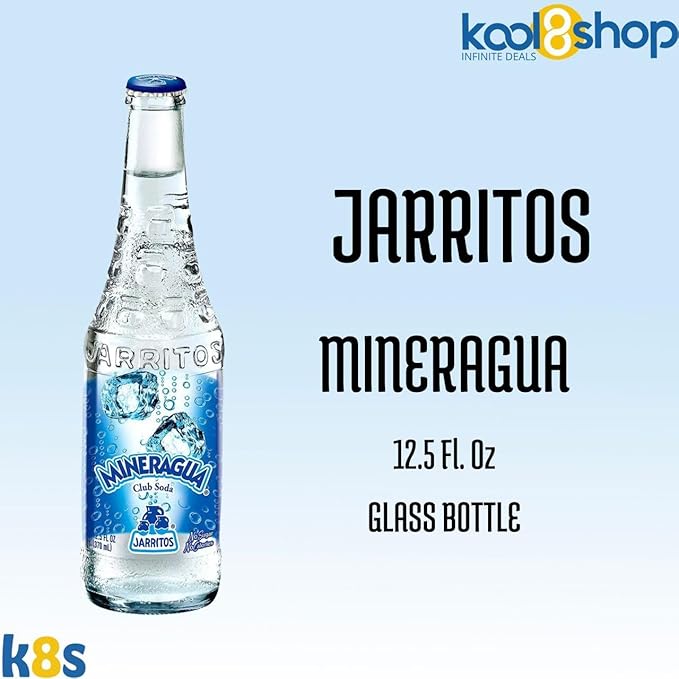 Jarritos Mexican Mineragua Soft Drink 12.5 fl oz Glass Bottles 12 Pack + 15 Sugarcane Disposable Straws by KOOL8SHOP Infinite Deals