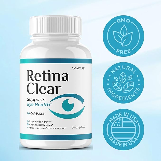 (3 Pack) Retina Clear – Retina Clear Eye Supplement Capsules Reviews Official RetinaClear Vision Support Pills Health Natural Ingredients Vitamin Advanced Formula 180 Capsules for 3 Months