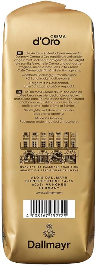 Dallmayr Crema d'oro mild und fein in Bohne 1er Pack (1 x 1000 g Beutel)
