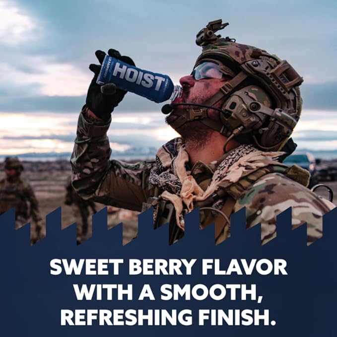 HOIST Premium Military Hydration Electrolyte Drink Powerful IV-Level Hydration Clinically Proven Performance Drink Blue Raspberry 16 Fl Oz (Pack of 12)