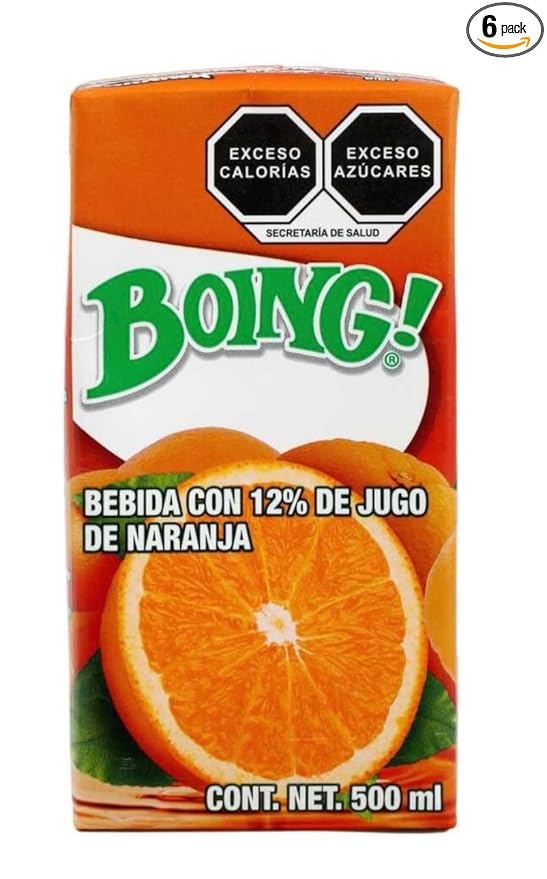 Jugo Boing Naranja | Orange Authentic Mexican Juice 500 ml Pack of 6