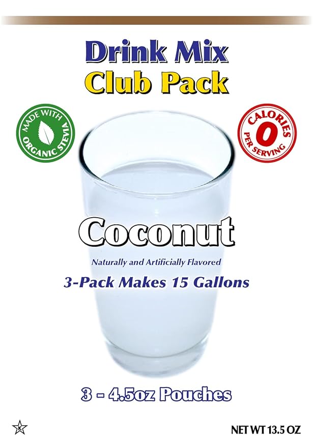 GramZero Coconut Zero Calorie Sugar Free Drink Mix Great For Nutrition Club Loaded Teas Stevia Sweetened