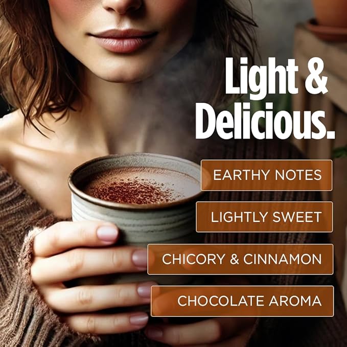 VitaCup Mushroom Coffee Alternative Instant Drink Mix | Mushroom Based Coffee Substitute for Natural Energy &amp Focus | Lion’s Mane Yerba Mate &amp Chaga | Cacao Cinnamon &amp B Vitamins | 30