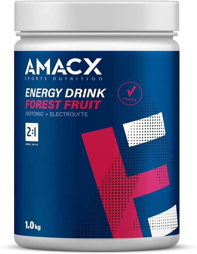 Amacx Energy Drink Powder for Endurance Athletes – 1kg – Isotonic Sports Drink + Electrolytes Powder Drink Mix – Maltodextrin (Glucose) + Fructose Without Artificial Additives (1kg Forest Fruit)