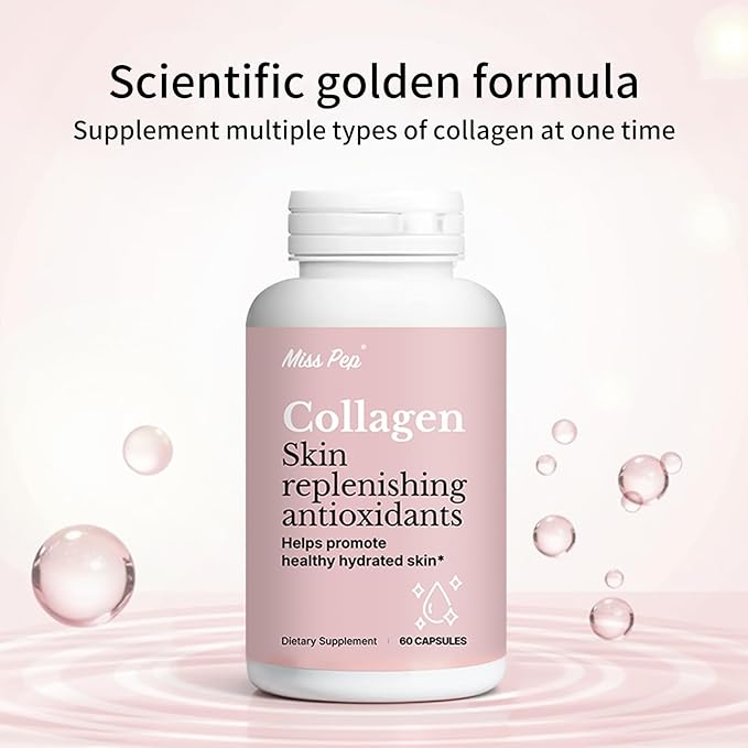 Collagen Peptides CapsulesHydrolyzed Collagen peptides Type I II III V XCare for Hair Skin and Nailsfor Men and Women 60 Capsules