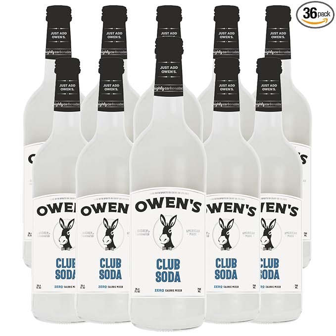 Owen’s Craft Mixers | Club Soda 10 Pack | Handcrafted in the USA with Premium Ingredients | Vegan &amp Gluten-Free Soda Mocktail and Cocktail Mixer | 750ml