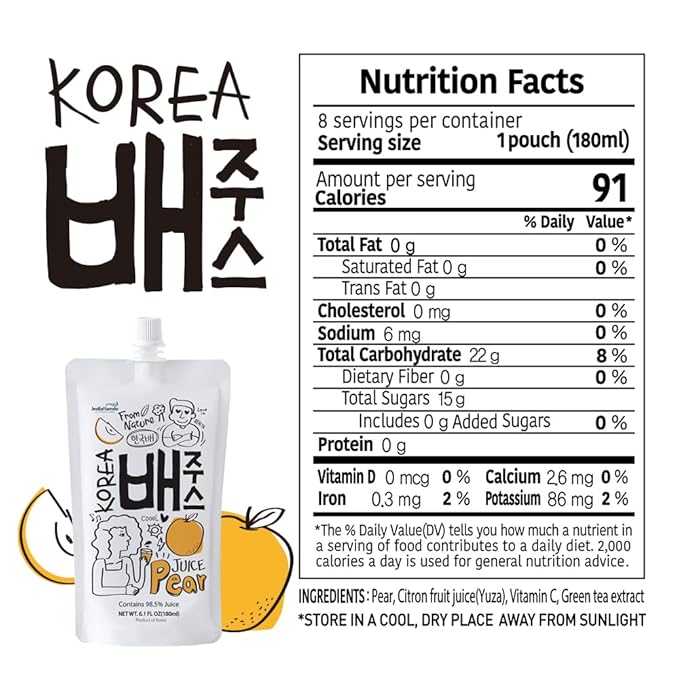 Korean Pear Juice Boxes 48.7 Fl Oz (Pack of 8) – 배주스 – [Good for Hangover] Fresh Juice On-the-Go Drinks
