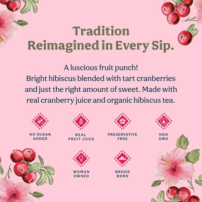Nourrir Sparkling Cranberry Hibiscus Juice Real Fruit Bold Berries &amp Botanical Blend Non-GMO Gluten-Free Non-Alcoholic 90 cals 0g Added Sugar 12 cans (12-Pack)