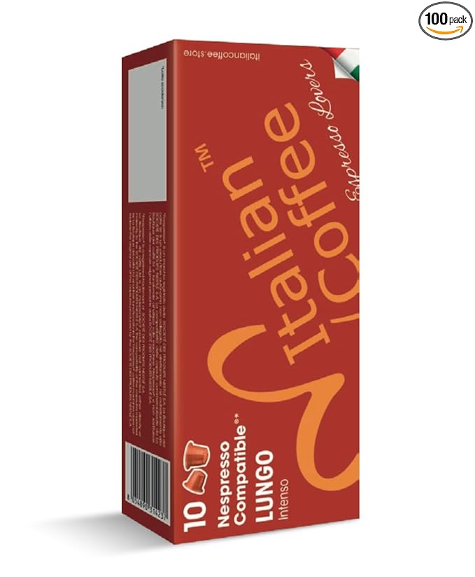 Italian Coffee for Espresso Lovers pods compatible with Nespresso Original machines Italian Expresso capsules (100 Lungo regular pods 100 Count (Pack of 1))