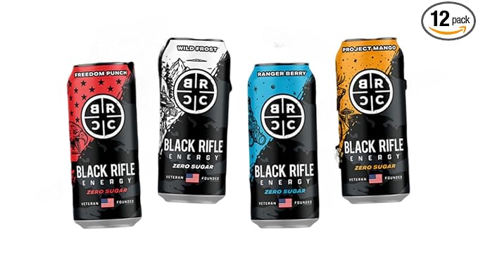 (12 Pack) Black Rifle Sugar Free Energy Drink with 4 Flavors (3 of Each Flavor)