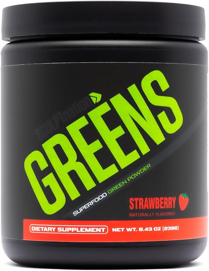 Sculpt Nation by V Shred Greens Strawberry - Premium Greens Powder &amp Superfood Blend with Collagen to Support Skin Digestion and Energy - 30-Day Supply