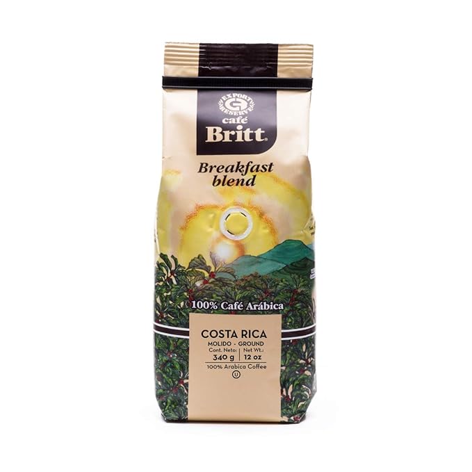Café Britt® - Costa Rican Breakfast Blend Coffee (12 oz.) (3-Pack) - Ground Arabica Coffee Kosher Gluten Free 100% Gourmet &amp Medium Dark Roast