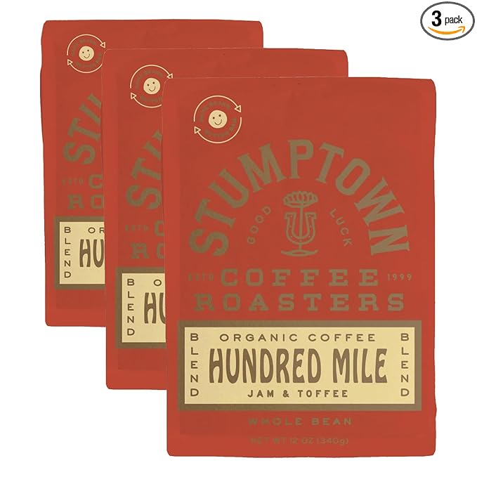 Stumptown Coffee Roasters Medium Roast Whole Bean Coffee | Organic | Hundred Mile | Jam and Toffee Notes | 24 Ounces