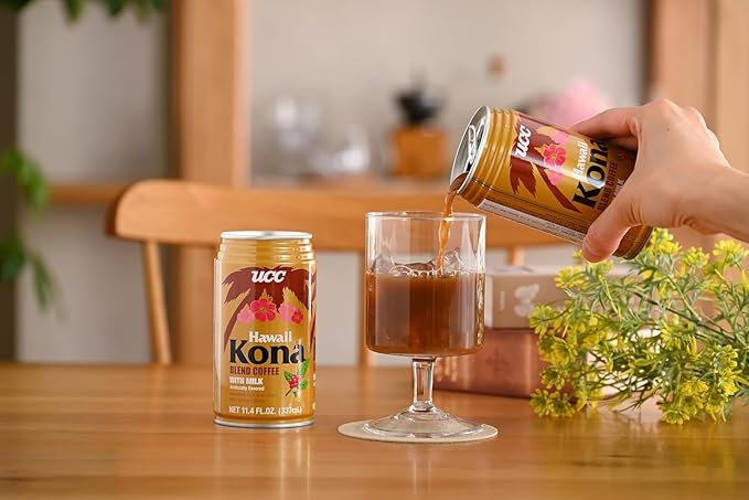 UCC Hawaii Kona Coffee Blend With Milk Ready To Drink Coffee Imported from Japan 11.3 oz (Pack of 24)
