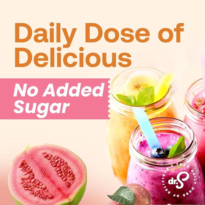 Dr. Smoothie 100% Crushed Guava &amp Passion Fruit – No Added Sugar Made with Real Fruits/Fruit Juice – Vegan No Artificial Colors or Flavors – White Guava with Citrus &amp Passion Fruit – 46 oz B