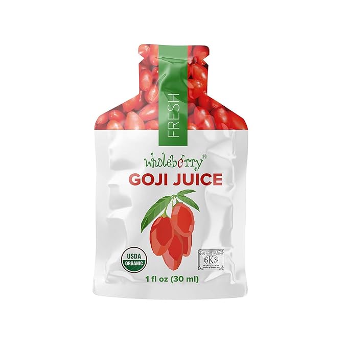 Wholeberry organic wolfberry gouqi Goji (Organic Fresh Goji Juice 12 packs 12 oz)