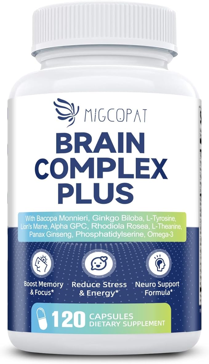 2-Pack Brain Supplements for Memory and Focus | Nootropic with Bacopa Monnieri Lion's Mane Alpha GPC Ginkgo Biloba | Mental Clarity &amp Cognitive Support | Vitamin B6 &amp B12 Neuro Health