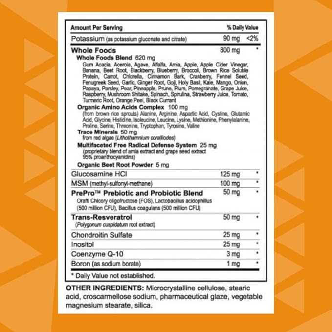 Youngevity Beyond Tangy Tangerine 2.0 Multi-Vitamin &amp Mineral Complex - Made with Natural &amp Whole Foods | 160000 ORAC | 120 Tablets | 1 Bottle
