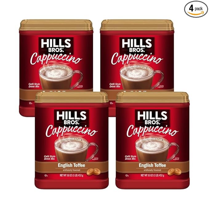 Hills Bros. Flavor Coffee (English Toffee 16 Ounce (Pack of 4)) 1.00 Pound (Pack of 4)