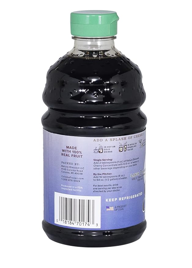 Nature Blessed 100% Pure Tart Cherry Concentrate - 2 Quarts (Two 32oz Bottles) Refreshing by itself or in Smoothie All Natural No added Sugar or Preservatives. Harvest Special - Price reduced from