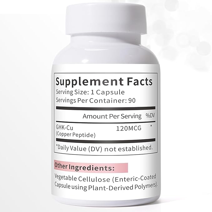 GHK-Cu Peptide Supplement for Skin &amp Hair GHK Copper Peptide Capsules Easy to Take Precisely Dosed – 90 Vegan Capsules