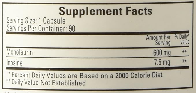 Ecological Formulas Monolaurin 600mg 90 Capsules