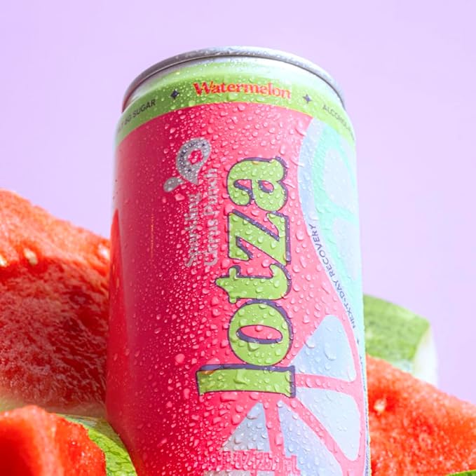 Lotza Sparkling Non-Alcoholic Adaptogen Drink with Electrolytes | Non-Alcoholic Mocktail &amp Drink Mixer| Antioxidants &amp Real Fruit (Pack of 12) Watermelon